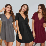 Summer Lady Home Clothes Pajamas Casual Home V Collar Short-Sleeved Cotton Pyjamas Women