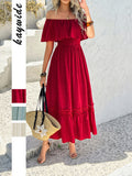 Dili Vacation Leisure Wind Shoulder Waist Dress Women's Dress 2025 Spring And Summer