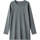 White Round-Neck Long-Sleeved T-Shirt In The T-Shirt Autumn And Winter New Thicken Long Coat Woman