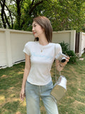 Small Letter Hot Diamond Design Sense Round Neck Short-Sleeved T-Shirts Summer New Relaxed Casual Temperament Blouse