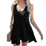 Dili 2025 Spring And Summer Leisure Holiday Wind Solid Color Interface Bag Vest Dress Dress Women's Dress