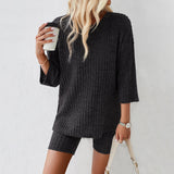 Dili Women's Clothing 2025 Spring And Summer Temperament Elegant Fashion Casual Long-Sleeved Short-Sleeved Trousers Set