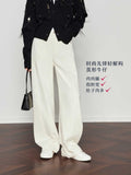 Lyselle Tiansi Old Money Style White Jeans Women's New Autumn Loose Hip Banana Pants