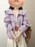 Purple Shawl Sweater Lazy Knitted Shirt Jacket Woman 2025 New Look Good Early Autumn Wear Top
