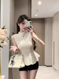 Design Sense Of A Small Three-Dimensional Jersey Sleeveless Vest Women's Spring French Pure-Hearted Waistcoat New