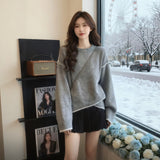 Irregular Design Feel Oat Color Knitted Sweater Women's New Autumn And Winter 2025 Unique Super-Looking Top
