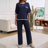 Dili 2025 Autumn And Winter Women's Temperament Commuting Short-Sleeved Trouser Sweater Set