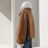 Two Sides Wearing Curry Velvet Jacket Women 2025 Winter New High-End Red Pop Girl Wool Coat Woman