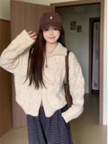 High-Necked T-Necked Zip Open Shirt Sweater 2025 New Autumn And Winter Thick Lazy Collar Knit Coat