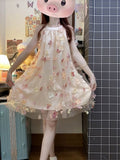 French Romantic Sleeveless Hanging Neck Dress Girl Summer Sweet Girl Little Seaside Holiday Atmosphere Skirt