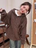 Hooded Sweater Cardigan Women In Autumn And Winter Thick Korean Wearing Loose Lazy Wind Soft Glutinous Knitted Shirt Coat Top