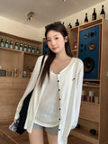 Korean Sweet And Unique Round-Neck Embroidered Button-Necked Long-Sleeved T-Shirt For Women's 2026 New Loose Top