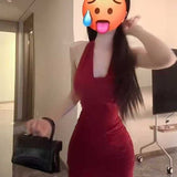 Spice Girls Chain Hanging Neck Strap Design Feel Back Sling Dress Women Summer Body Ass Skirt