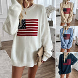 Dili 2025 Autumn And Winter Coat Women Casual Loose Color Woven Independence Day Long-Sleeved Sweater
