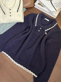 Korean Giant Good-Looking Early Autumn Top 2025 Collar Thin Knitted Women's Sweater Loose Design Small Blouse