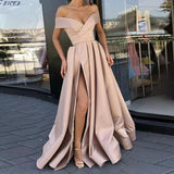 Summer Women's New Sexy Elegant Faley Noodles Solid Dark V Dress Bridesmaid Dress Evening Dress