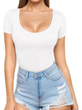 2025 Sexy Women's Low Round Collar Short-Sleeved T-Shirt T-Shirt