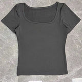 Spice Girls Knitted T-Shirts U-Necked Long-Sleeved Slimmed Women's Tops Thin Fashion Street Trendy