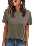 2025 Women's Round Neck New Casual Loose Solid Color Short-Sleeved T-Shirt