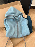 Korean Double Zippered Apricot Knitted Cardigan Sweater Jacket Women's Autumn And Winter 2025 New Lazy Loose Top