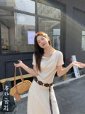 Gentle Folds Irregularly Collar Shoulder Short-Sleeved T-Shirt 2026 Summer New Small Design Top