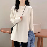 Medium-Long De-Yvel Bottomed Shirt Women In Autumn And Winter With Loosely Thicken Long-Sleeved T-Shirt Design Sense Top 2025 New