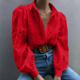 Dili 2025 Spring And Summer Casual Loose Fashion Hollow Bubble Sleeves Top Women's Clothing