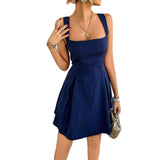 Dili 2025 Spring And Summer New Pure Color Dress Elegant Style Solid Color Sling Skirt Women's Dress