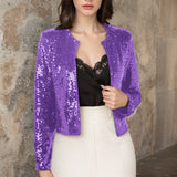 2025 Spring Burst Round Lead Long-Sleeved Sleeves Open-Colored Cardigan Casual Set Of Lightset Coat Woman
