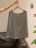 Gray Oblique Shoulder Long-Sleeved T-Shirt Girl Early Autumn Loose Word Shoulder Slack Feeling Hottie Sexy Unique Temperament Blouse