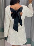 Dili Elegantly Sleeved Short Skirt Dress Dress Women's Dress Autumn 2025 Winter