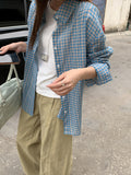 Zhang Ruan Nan With The Same Plaid Shirt Long-Sleeved T-Shirt Girl Autumn Sweet And Exclusive Special Thin Loose Coat Top