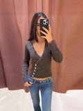 Autumn And Winter 2025 Gentle Lazy Wind Thin Waist V Collar Short Knitted Women's Sweater