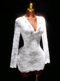 New Solid Color Body-Making Sexy Lace Splicing V-Neck Waist Pure Ass Short Dress Dress Dress Woman