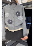 Small Fragrant Style, Gray-Educated Gray Knitted Sweater Cardigan Coat Women's Autumn And Winter New High-End Feel Top