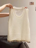National Wind Characteristics Twilight Knitted Vest Woman 2025 New Wide Summer Wear High-End Sleeveless Top