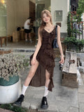 Summer Holiday Wind Irregular Lotus Leaf Dress Girl Sling Skirt A Word Dress French Niche Dress
