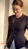 Spring 2026 New Design Round-Neck Shirt Imitation Denim Blouse Burst Recommended