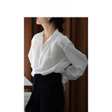 And Gentle And Gentle Romantic Commute Cotton Cotton Small Standing Autumn Minimalist Loose Long-Sleeved Shirt