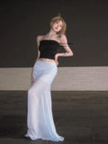 Seaside Net Dress Small Blue Dress Girl Summer Hot Girl Fishtail Skirt Temperament Ass Skirt Skirt