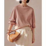 Loose Round Collar Without A Coated Jacket Woman Classic White Straight Open Fork Denim Skirt Casual Retro Thin Set Autumn