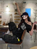 Pure Cotton Hottie Word Oblique Shoulder Short Sleeve T-Shirt Girl Summer 2025 New Loose Lazy Windy Shoulder Chic Top