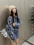 Vintage Plao Collar Long-Sleeved Shirt Coat Women's Spring Design Sense Loose Shirt Mid-Long Open Shirt Top