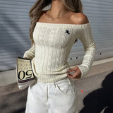 Dili Fashion Simple Shoulder Long-Sleeved Sweater Knitted Women's Clothing 2025 Autumn And Winter
