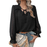 Dili T-Shirt Woman 2025 Autumn/Winter Elegance Elegant V-Neck Long Sleeve Blouse