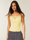 Hot Lace Splicing Inside The Bottom Shirt 2025 Spring And Summer Sexy Thin Sling Babes Thread Top