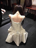 Rich Family Gold High-End Feeling Wave Point Sling Dress Gentle Temperament Waist Birthday Dress Fluffy Dress Woman Summer