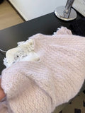 Purple Gentle Wind Thick Knitted Sweater Women Autumn Winter Korean Atmosphere Relaxed Soft Long Sleeve V Collar Blouse Tide