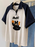 Polo Shirt With Short-Sleeved T-Shirt For Women's Summer Loose Design Feeling Half-Sleeve Oversize Mid-Long Top