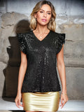 Summer New Sexy V-Neck Lotus Leaf Plug-In Sleeve Sleeve Sleeve Blouse Short-Sleeved T-Shirt Girl